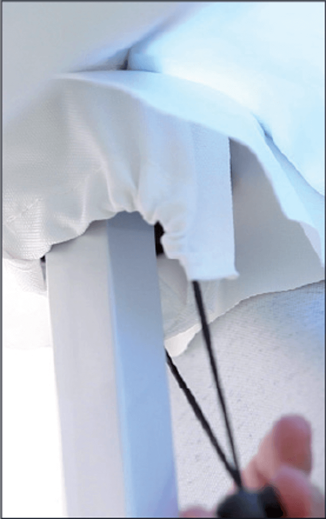 Internal peak pole protector in marquee roof